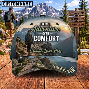 Maxcorners Hiking Choose Adventure Over Comfort Personalized Name 3D Cap