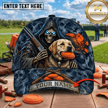 Maxcorners Grim Reaper Labrador Clay Target Trap Shooting Personalized Name 3D Cap