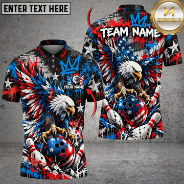 Maxcorners Bowling Patriotic American Eagle Bowling Ball Personalized Name 3D Unisex Shirt