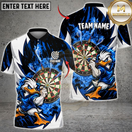 Maxcorners Darts Angry Duck Mascot Fighting Stance Dartboard Lightning Graphic Multicolor Customized Name, Team Name 3D Shirts