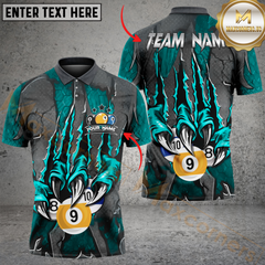 Maxcorners Billiard Monster Claw Scratch Personalized Name, Team Name 3D Shirt (4 Colors)