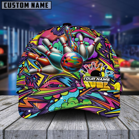 Maxcorners Bowling Graffiti Crew Personalized Name 3D Cap