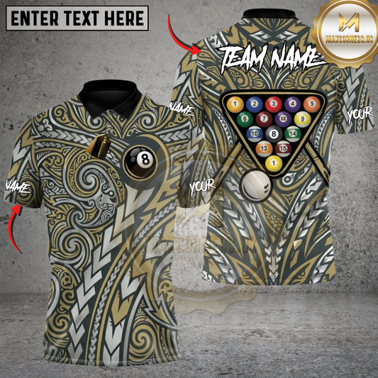 Maxcorners Billiards Maori Warrior Flame Personalized Name 3D Unisex Shirt