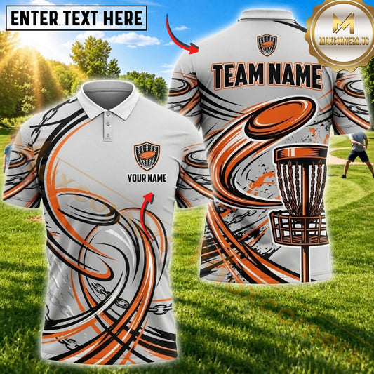 Maxcorners Disc Golf Disc & Basket Graphic with Dynamic Motion Lines Multicolor Customized Name, Team Name 3D Shirts