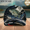 Maxcorners Fishing Black White Crack Texture Splash Personalized 3D Cap (12 Fish Species)
