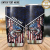 Maxcorners Fishing Tumbler Dark Patriotic Flag Emblem Design Personalized Name Tumbler (13 Species)
