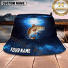 Maxcorners Fishing Green Camo Fishing Adventure with Dynamic Splash Personalized Name 3D Bucket Hat (13 Fish Species)