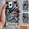 Maxcorners Blue Gold Paint Splash Personalized Name Phone Case (13 Fish Species)