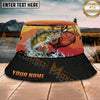 Maxcorners Fishing Compass Lure Sunset Splash Personalized Name 3D Bucket Hat (12 Fish Species)