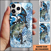 Maxcorners Blue White Camo Graphic Personalized Name Phone Case (13 Fish Species)