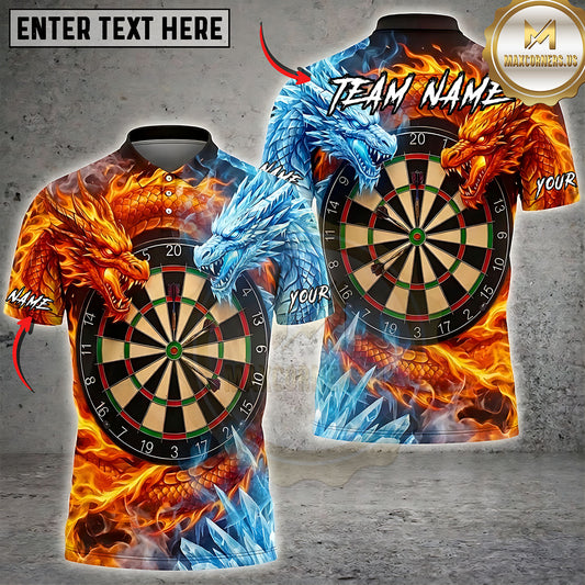 Maxcorners Darts Twin Dragon Energy Dartboard Multiple Options Personalized Name, Team Name 3D Shirt
