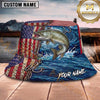 Maxcorners Fishing Patriotic American Flag Fishing Design with Dynamic Water Splash Personalized Name 3D Bucket Hat (13 Fish Species)