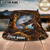 Maxcorners Fishing Lava Fire Personalized Name 3D Bucket Hat (12 Fish Species)