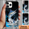 Maxcorners Black Blue Hexagon Water Splash Personalized Name Phone Case (13 Fish Species)
