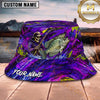 Maxcorners Fishing Neon Skull Angler Water Splash Personalized 3D Bucket Hat (13 Fish Species)