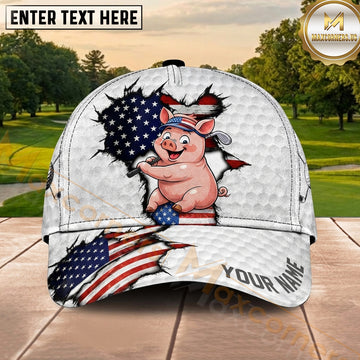 Maxcorners Golf Player Silhouette Geometric Pattern Personalized Name Cap