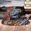 Maxcorners Fishing Green Flame Camo Fishing Scene Personalized Name 3D Bucket Hat (13 Fish Species)