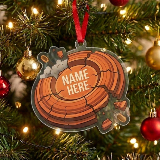 Maxcorners Personalized Cracked Clay Target Bullet Hit Custom Name Trap Shooting Acrylic Christmas Ornament And Keychain Custom Gift For Hunters 2D Flat