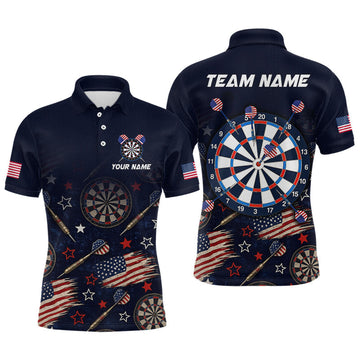 Maxcorners Custom American Flag Dart Shirt for Men Patriotic Dart Team Jersey Dartboard Outfit LM0208