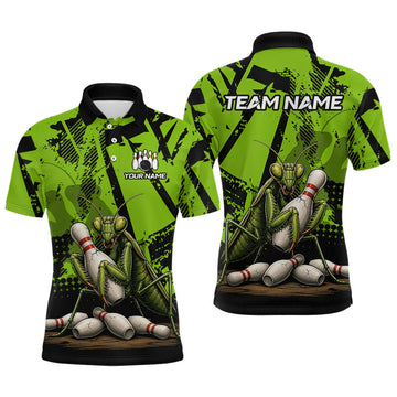 Maxcorners Custom Funny Mantis Bowling Shirt for Men, Green Bowling Team Jersey, Bowling Outfit