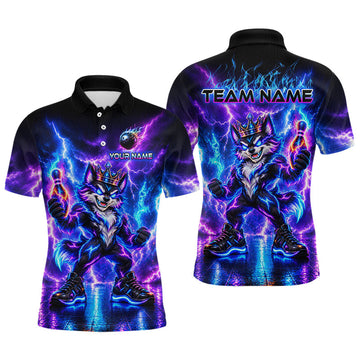 Maxcorners Hero Wolf Bowling Team Shirt for Men Custom Thunder Bowling Jersey Polo & 1/4-Zip