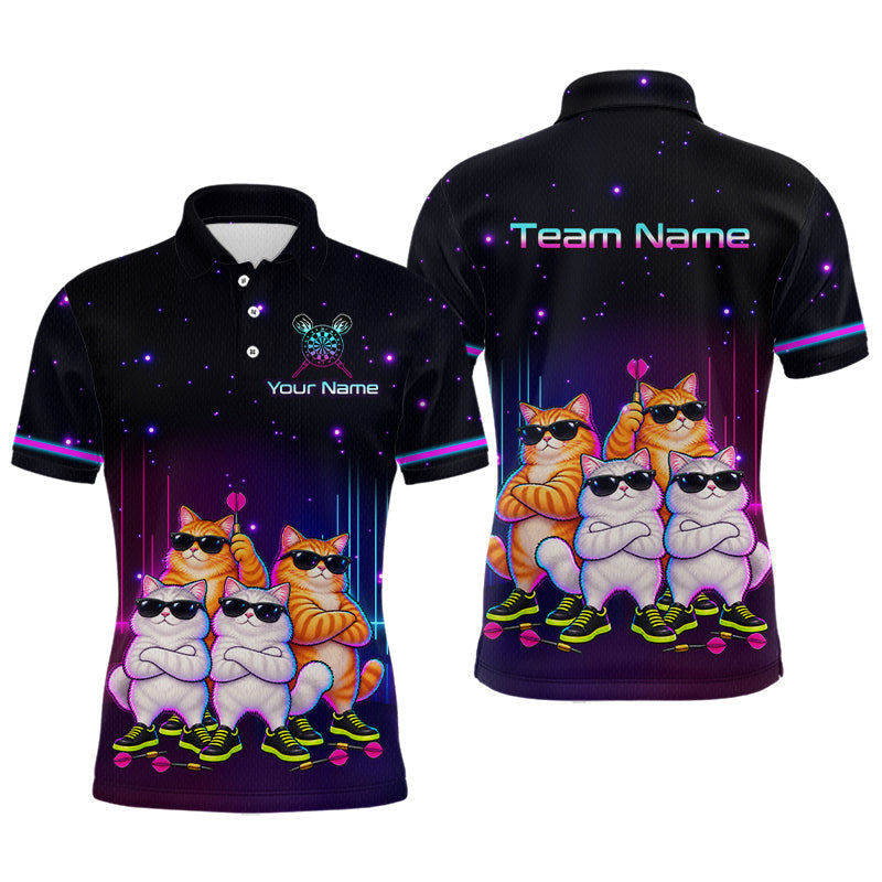 Maxcorners Custom Funny Team of Four Cats Dart Shirt for Men Dart League Jersey