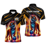 Maxcorners Orange Tiger Bowling Team Shirt Custom Bowling League Jersey for Men Bowling Outfit Polo & 1/4 Zip LM2110