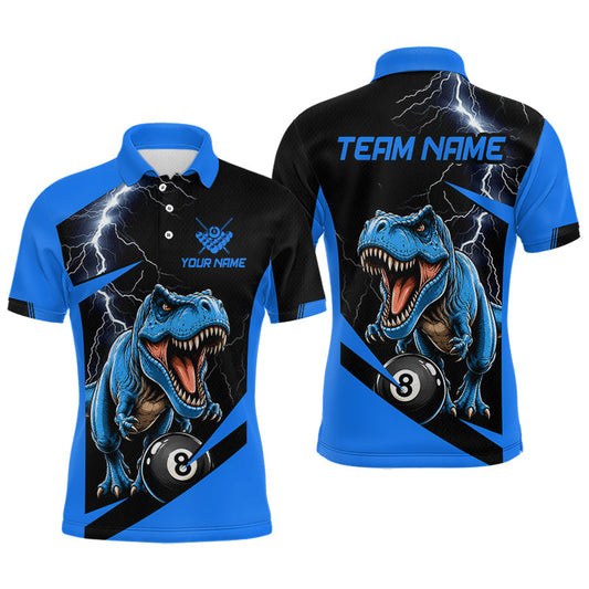 Maxcorners Custom Funny Dinosaur 8-Ball Billiard Team Shirt for Men, Billiard League Jersey