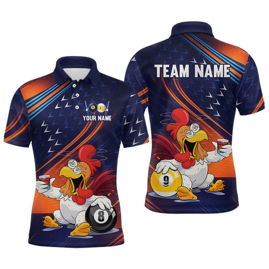 Maxcorners Custom Funny Chicken 8-Ball and 9-Ball Billiard Shirt for Men, Billiard Team Jersey