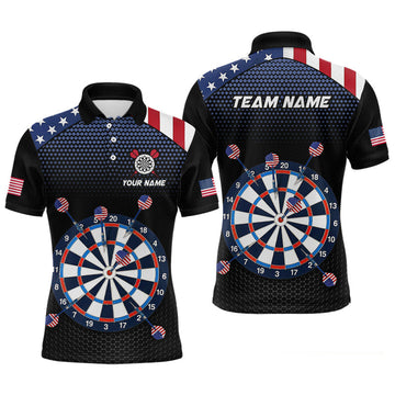 Maxcorners American Flag Dartboard Team Shirt for Men Custom Patriotic Dart Jersey Dart Gift LM0208