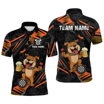 Maxcorners Orange Funny Bulldog Dart Team Shirt for Women Custom Dart Jersey Dartboard Shirt LM1508