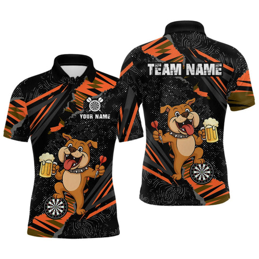 Maxcorners Orange Funny Bulldog Dart Team Shirt for Women Custom Dart Jersey Dartboard Shirt LM1508