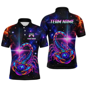Maxcorners Custom Neon Scorpion Bowling Team Jersey Galaxy Bowling Shirt for Men LM0208