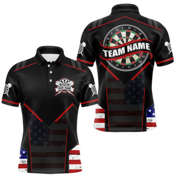 Maxcorners Custom American Flag Dart Shirt for Men Patriotic Dart Team Jersey Dartboard Outfits LM1508