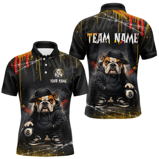 Maxcorners Custom Hip Hop Bulldog 8 Ball Billiards Shirt for Men Funny Pool Team Jersey Billiard Player Gift LM0607
