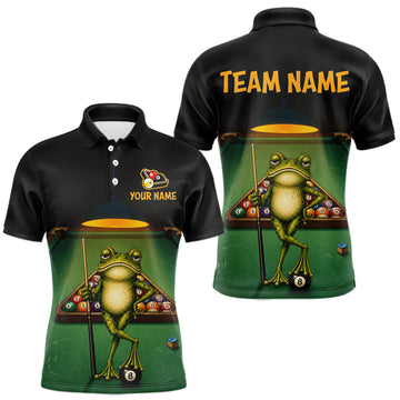 Maxcorners Custom Funny Frog Billiards Shirt for Men 8 Ball Pool Team Jersey Billiard Outfit