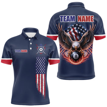 Maxcorners Custom American Flag Navy Eagle Billiards Shirt for Men 8 Ball Pool Team Jersey Billiard Gift