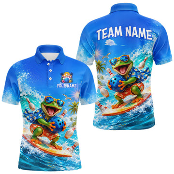 Maxcorners Custom Funny Tropical Frog Bowling Shirts Beach Bowling Jersey for Men LM0410