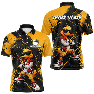 Maxcorners Custom Funny Duck Bowling League Shirts for Men Bowling Team Jersey LM0410