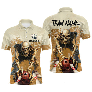 Maxcorners Custom Skeleton Bowling Team Shirt for Men Bowling Jersey Bowling Outfit Polo & Quarter-Zip LM1904