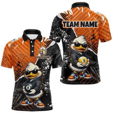 Maxcorners Custom Funny Duck 8 Ball & 9 Ball Billiard Shirt for Men Pool Team Jersey Polo & Quarter-Zip Pool Outfit LM1307