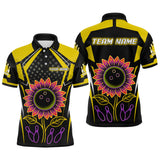 Maxcorners Yellow Neon Lightning Sunflower Bowling Shirt for Men Custom Team Bowling Jersey MT1309