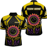 Maxcorners Yellow Neon Lightning Sunflower Bowling Shirt for Men Custom Team Bowling Jersey MT1309