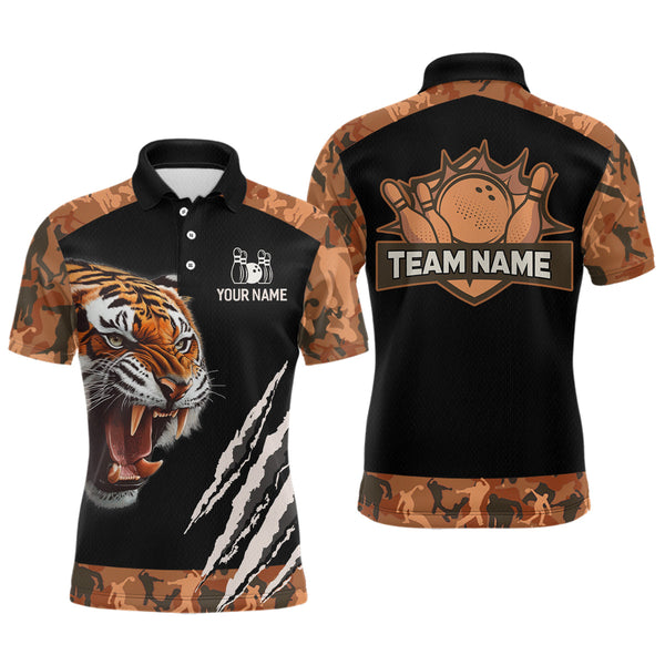 Maxcorners Tiger Bowling Shirt Custom Bowling Team Jersey for Men Bowling Outfit Polo & 1/4-Zip MT1309
