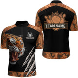 Maxcorners Tiger Bowling Shirt Custom Bowling Team Jersey for Men Bowling Outfit Polo & 1/4-Zip MT1309