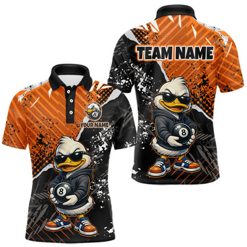Maxcorners Personalized Orange Funny Duck Billiard Team Shirt for Men 8 Ball Billiard Jersey Pool Shirt Unisex