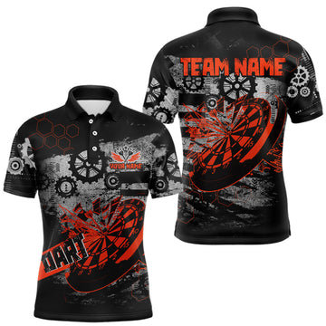 Maxcorners Custom Black & Red Dart Shirt for Team Polo & 1/4-Zip Dart Jersey for Men Dart Outfit Gifts