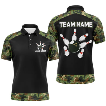 Maxcorners Custom Camouflage Bowling Shirt for Men Bowling Team Jersey Polo & Quarter-Zip LM2709