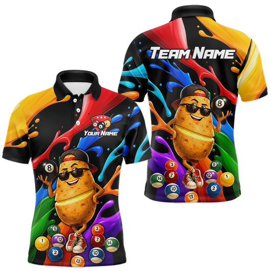 Maxcorners Coloful Funny Potato Billiards Shirt for Men Custom Pool Team Jersey Billiard Player Gift
