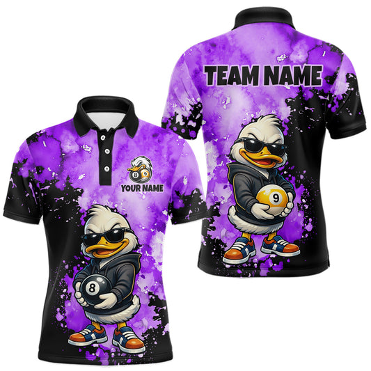 Maxcorners Custom Purple Funny Duck Billiard League Shirt for Men, 8-Ball and 9-Ball Pool Team Jersey